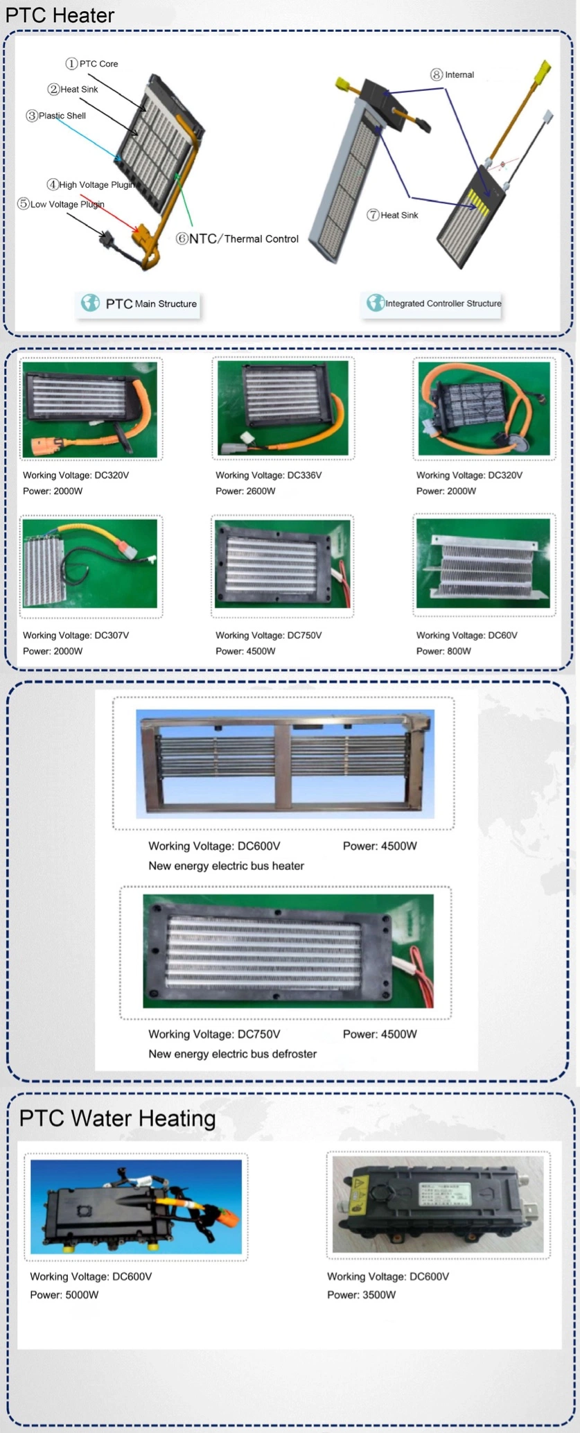 PTC Ceramic Air Heater 220V Aluminum Car Radiator Strip PTC Heating Element